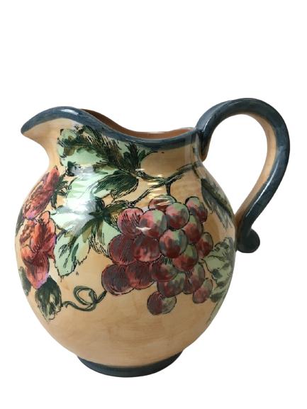 VTG HAND PAINTED FLORAL CERAMIC PITCHER 8.5" TALL (1 of 7)