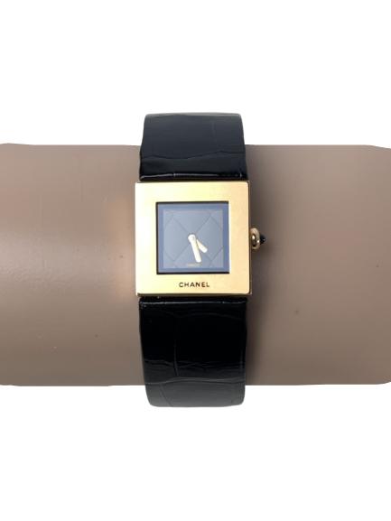 CHANEL 18K GOLD METALASSE BLACK WRISTWATCH (1 of 6)
