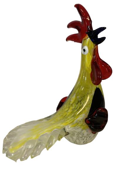 HAND-BLOWN GLASS YELLOW & RED ROOSTER FIGURINE (1 of 4)