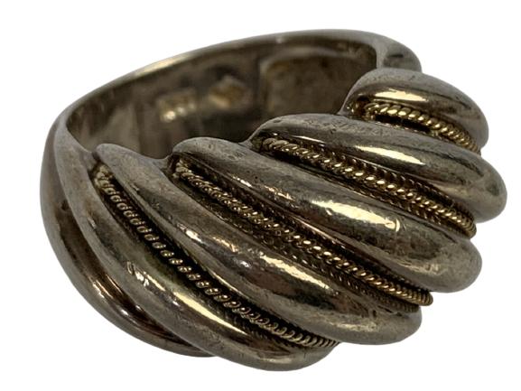 VTG STERLING SILVER & 18K GOLD CABLE RING SZ 6 (1 of 10)