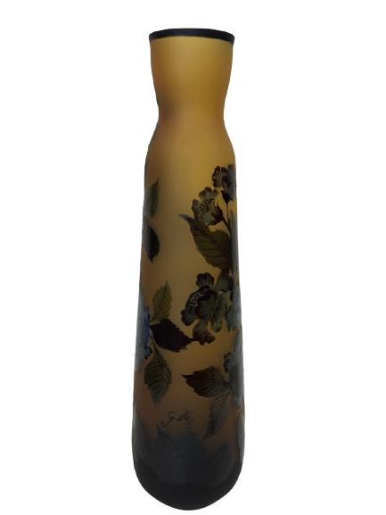AFTER GALLE GLASS VASE ORANGE AND BROWN FLORAL 39" (1 of 6)
