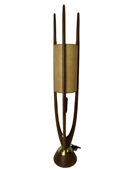 MID MOD ADRIAN PEARSALL TEAK WOOD TABLE LAMP 40" (1 of 9)