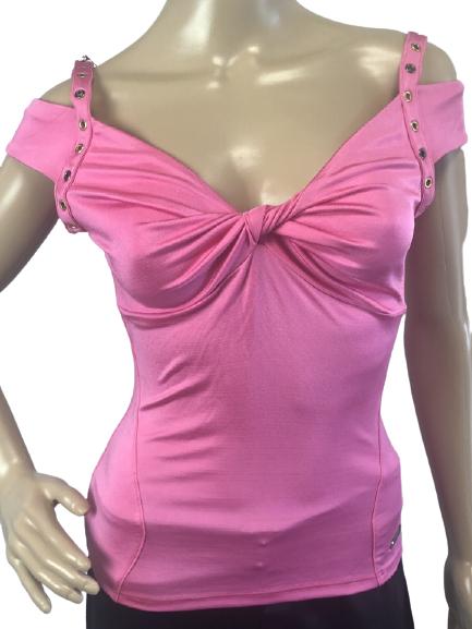 VTG VERSACE PINK STUDDED TANK BLOUSE SZ M (1 of 4)