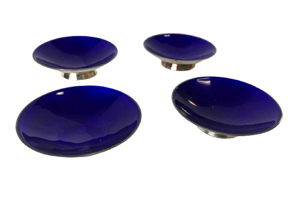 4-PC MICHELSEN STERLING SILVER COBALT ENAMEL SALTS (1 of 8)