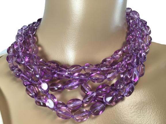 VTG ITALIAN MULTI-STRAND PURPLE BEADED NECKLACE (1 of 8)