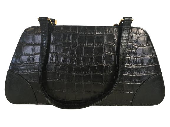 VINTAGE A MARINELLI BLACK ALLIGATOR 50'S HANDBAG (1 of 11)
