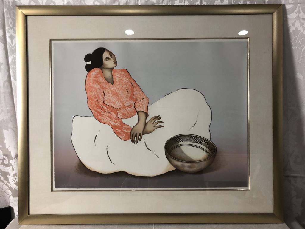 VTG RC GORMAN NAVAJO SIGNED LITHOGRAPH OF WOMAN (1 of 5)