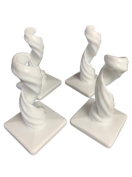 4 VTG MID CENTURY MODERN MILKGLASS CANDLE HOLDERS (1 of 6)