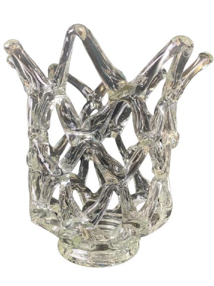 MODERN CLEAR GLASS ABSTRACT DESIGN VASE 11" (1 of 6)