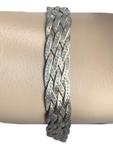 VTG ITALIAN STERLING SILVER FLAT BRAIDED BRACELET (1 of 7)