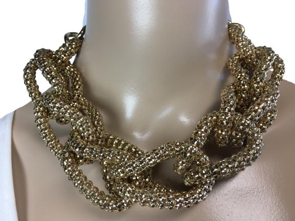 VINTAGE CHUNKY GOLD CHAIN LINK ROPE NECKLACE 19" (1 of 5)