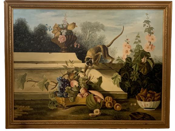 J.B. OUDRY CHELSEA HOUSE OIL PAINTING REPRO 54" (1 of 5)