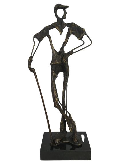VINTAGE ABSTRACT BRONZE GOLFER STATUE 13.25" TALL (1 of 10)