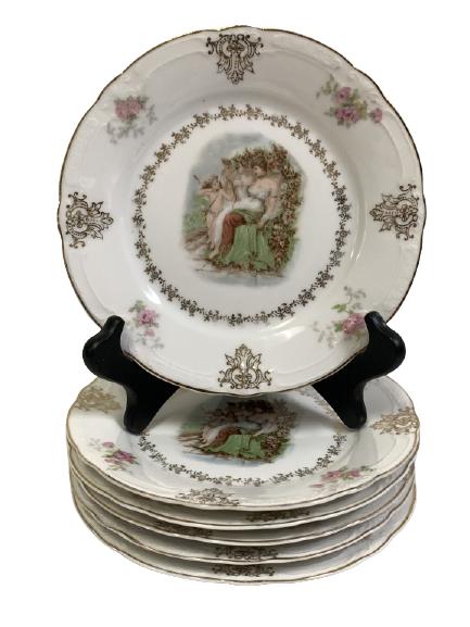 6 ANTIQUE Z.S. & CO BAVARIAN CUPID AND VENUS PLATE: 6 ANTIQUE Z.S. & Co. Bavaria China Cupid And Venus plate- 7 1/4"d-VERY GOOD ANTIQUE CONDITION