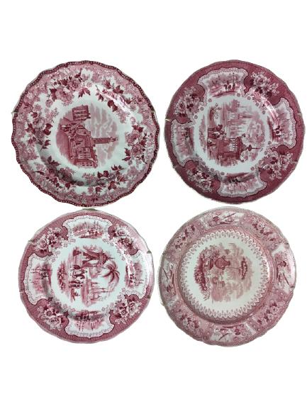 VTG LOT OF 4 ASSORTED ART RED DECORATIVE PLATES (1 of 16)