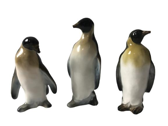 VTG ROSENTHAL PROCELAIN PENGUINS LOT OF 3 3.25": VTG ROSENTHAL PROCELAIN PENGUINS LOT OF 3 3.25" -VARYING SIZES, 3.25" AT TALLEST-3 EMPEROR PENGUIN FIGURINES-CHIPPED BEAKS, SEE IMAGES-CC1621