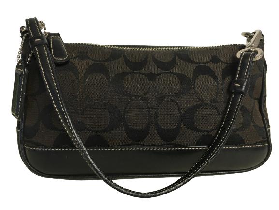 VTG COACH BLACK MONOGRAM LEATHER HANDBAG (1 of 10)