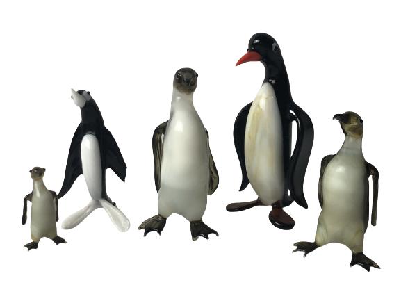 VINTAGE MURANO STYLE LOT OF 5 GLASS PENGUINS (1 of 4)