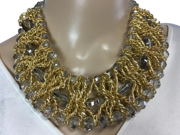 VTG COLLAR-STYLE NECKLACE W/ FACETED BEADS (1 of 4)