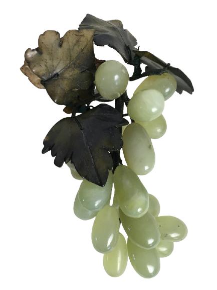 VTG JADE STONE GRAPE CLUSTER W/ CARVED LEAVES 7" (1 of 5)