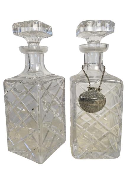 SET OF 2 VTG CUT GLASS BOURBON/WHISKEY DECANTERS (1 of 9)