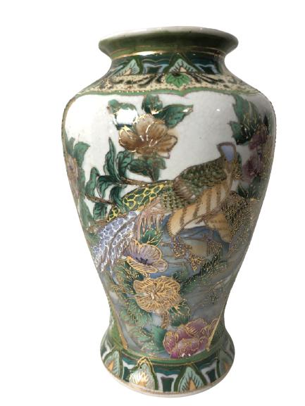 VTG HANDPAINTED PHEASANT DESIGN ORIENTAL VASE 10" (1 of 7)