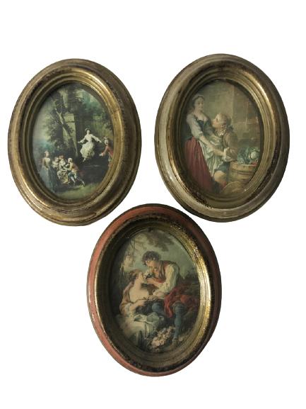 VTG LOT OF 3 ITALIAN MINI FRAMED ART PRINTS 4.25" (1 of 6)