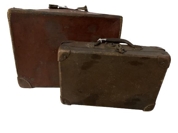 LOT OF 2 ANTIQUE LEATHER SUITCASES (1 of 8)