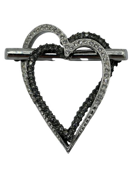 SILVER DOUBLE HEART BROOCH BY REPLICA (1 of 5)