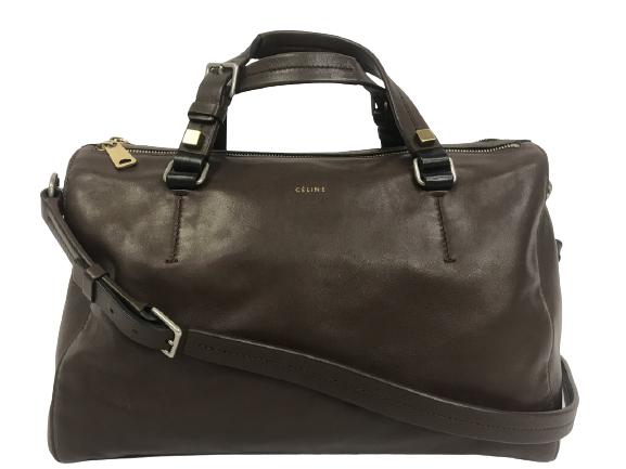 CELINE BROWN LEATHER 2 WAY BOSTON SHOULDER BAG (1 of 7)