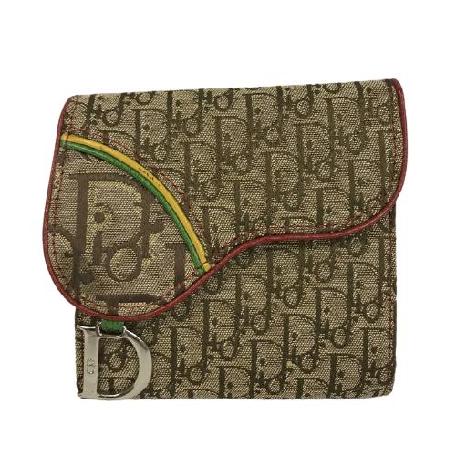 DIOR BEIGE/GREEN/RED/YELLOW SQUARE SADDLE WALLET (1 of 4)