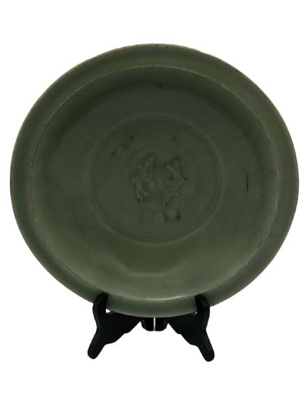 ANTIQUE CHINESE LONGQUAN CELADON FISH DISH 10 3/4" (1 of 4)