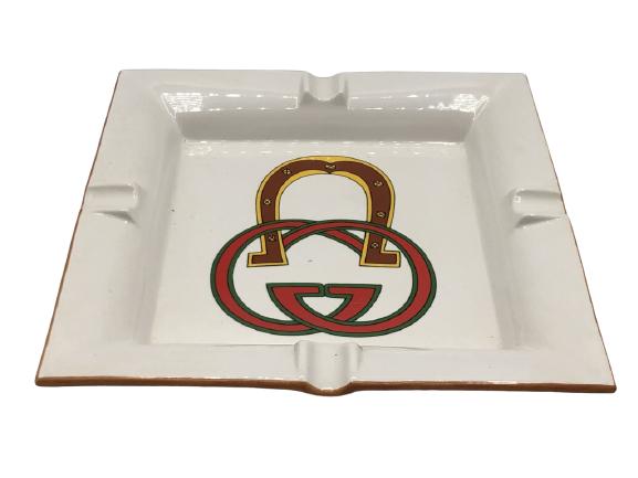 VINTAGE GUCCI GG ITALIAN ASHTRAY TRINKET DISH 8" (1 of 4)