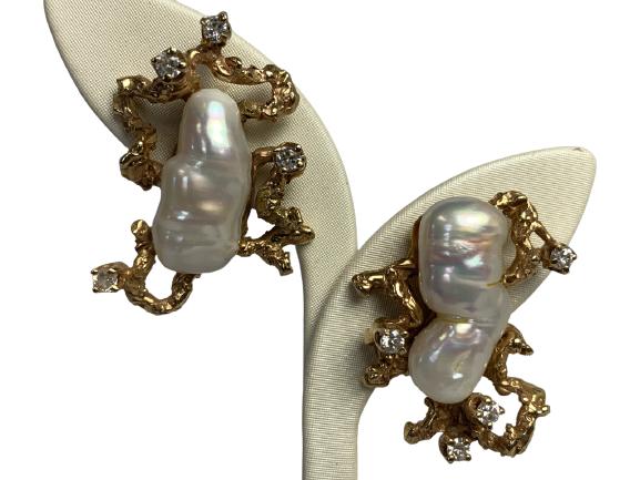 VTG TIFFANY & CO 14K GOLD & PEARL CLIP-ON EARRINGS (1 of 6)