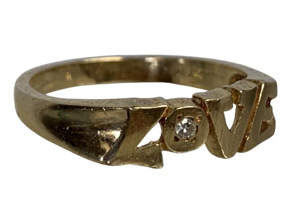 14K LOVE RING WITH TINY DIAMOND (1 of 5)