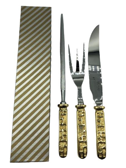 VTG SOLINGEN KARAT GOLD PLATED KNIFE CARVING SET (1 of 5)
