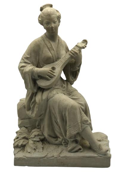 ASIAN STYLE GEISHA PLAYING SITAR GUITAR STATUE 11" (1 of 7)