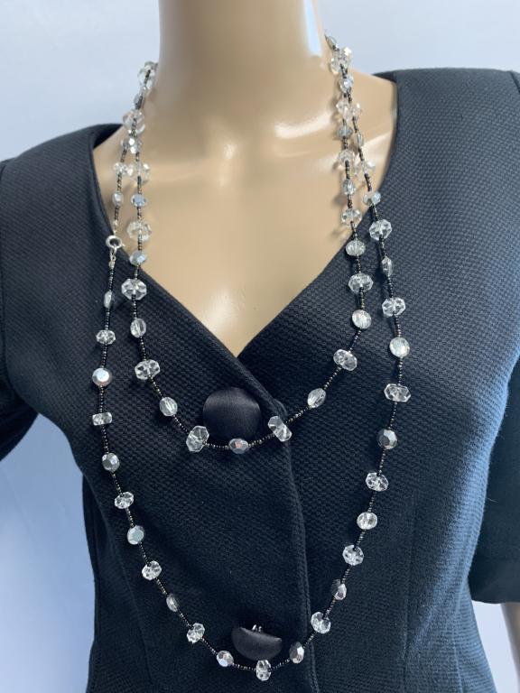 LONG LUCITE & BLACK BEADED NECKLACE 33" (1 of 4)