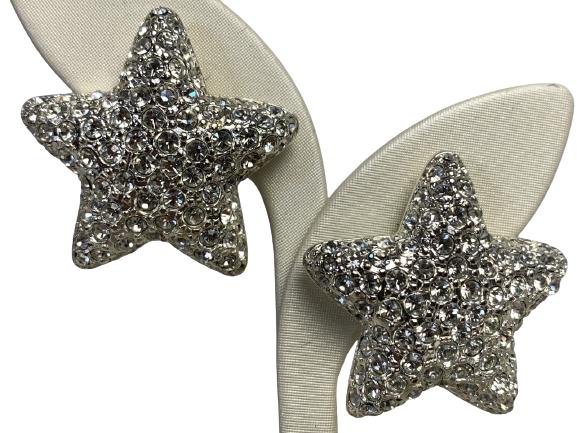 VTG CAROLEE STAR STUDDED RHIINESTONE CLIP EARRINGS (1 of 5)