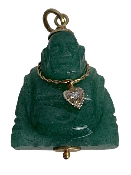 VTG 14K YELLOW GOLD & JADE BUDDHA NECKLACE PENDANT (1 of 7)