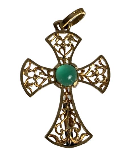 VTG MAGGIE HAYES 18K GOLD CROSS NECKLACE PENDANT (1 of 6)