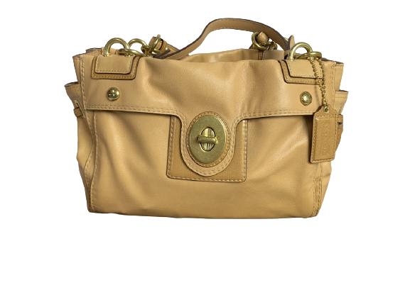 VINTAGE COACH BEIGE LEATHER SATCHEL-STYLE HANDBAG (1 of 16)