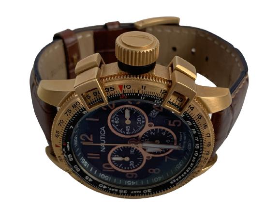 NAUTICA MEN'S SWISS MOV'T GENUINE LEATHER WATCH (1 of 6)