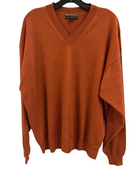 ROBERT TALBOTT RUST MERINO WOOL SWEATER SZ L: ROBERT TALBOTT RUST MERINO WOOL SWEATER SZ L -VVERY GOOD PREOWNED CONDITION-MADE IN HONG KONG