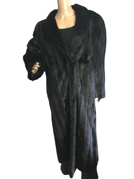 VTG WOMEN'S FULL-LENGTH BLACK MINK FUR COAT SZ 14 (1 of 13)