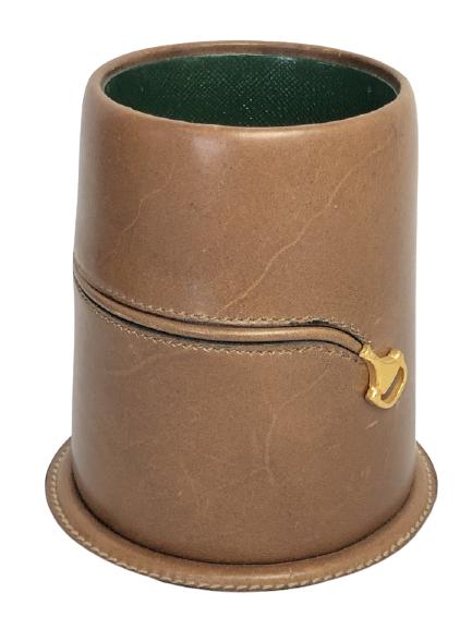 VTG GUCCI BROWN LEATHER DESK PENCIL/PEN HOLDER (1 of 5)