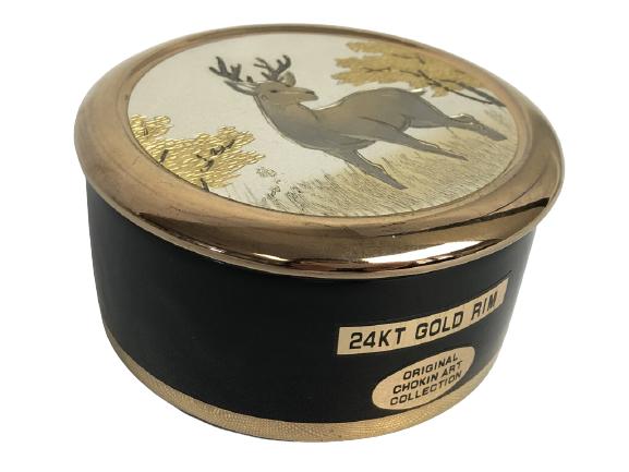 VTG CHOKIN CERAMIC LIDDED TRINKET BOX W/ 24K GOLD (1 of 8)