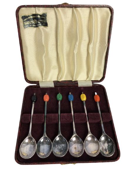 6 VINTAGE VINERS LTD EPNS DEMITASSE SPOONS W/ BOX (1 of 8)