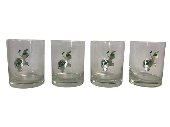 SET OF 4 GOLFING TURTLE WHISKEY GLASSES (1 of 5)