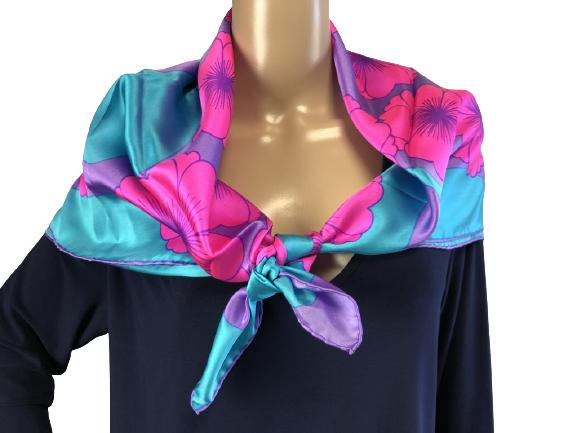 VTG KEN SCOTT FUSHIA FLORAL SCARF 33" (1 of 4)